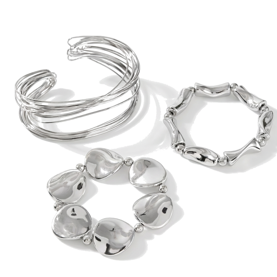 Sculpted Liquid Silver Trio ✨