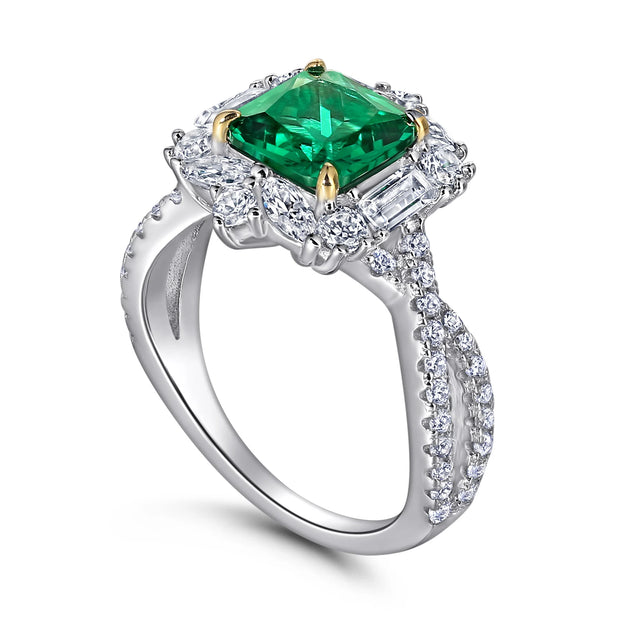 Silver Sterling Emerald Eternity Ring